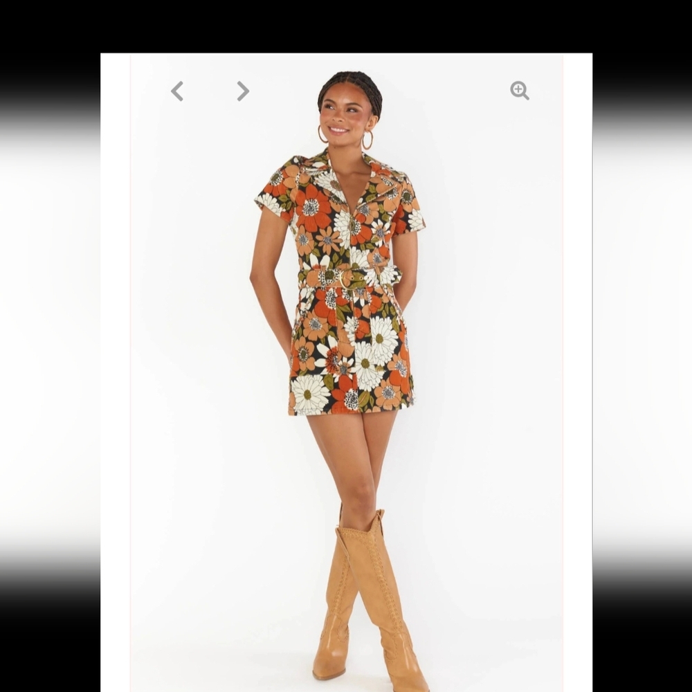 Show Me Your MuMu Orange and Black Floral Dress